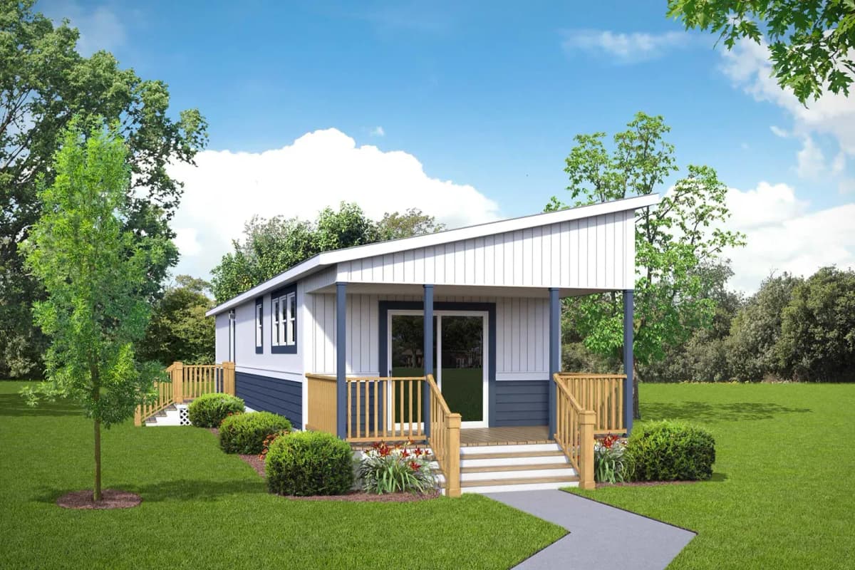 Contemporary cabin hero and exterior home features